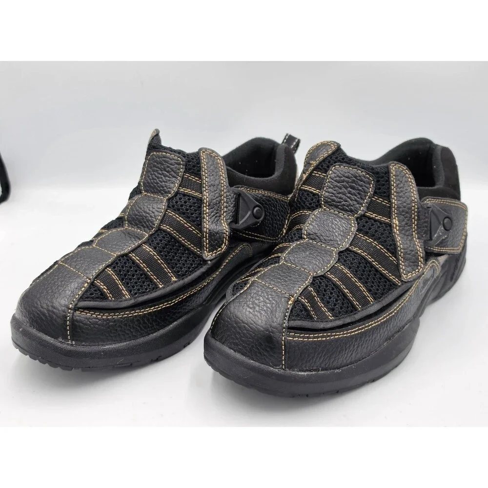 DR COMFORT EDWARD X-DEPTH 9610 LEATHER DIABETIC SHOES BLACK MENS 9.5 XW WIDE